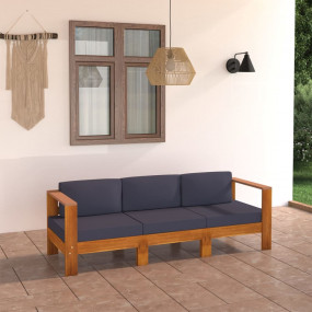 Wooden Garden Sofa Dark Grey Solid Acacia Wood, 100% Po...