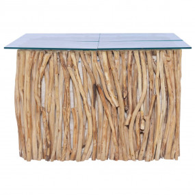 Table Light brown Solid Teak Wood Medium Minimalistic