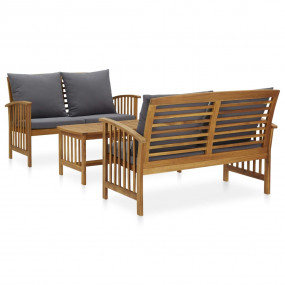 Garden Lounge Set Dark Grey Solid Acacia wood Medium Du...