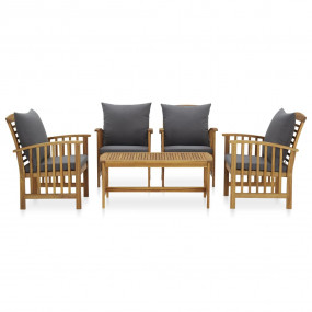 Garden Lounge Set Dark grey, Natural wood Solid Acacia ...