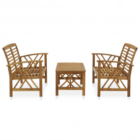 Garden Lounge Set Natural Wood Solid Acacia Wood Medium...
