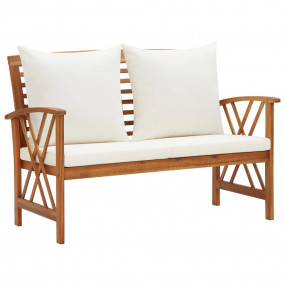 Garden Lounge Set Cream white Solid Acacia wood Medium ...