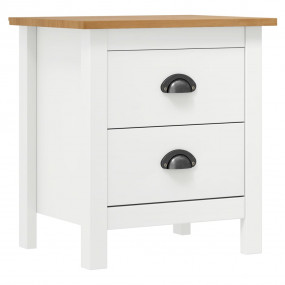 Bedside Cabinet White and honey brown Solid pine wood M...