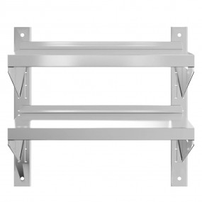 Wall Shelf Silver Stainless Steel 2-Tier Wall Shelf Rec...