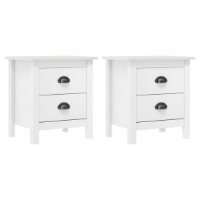 Bedside Cabinet Set of 2 White Solid pine wood Medium