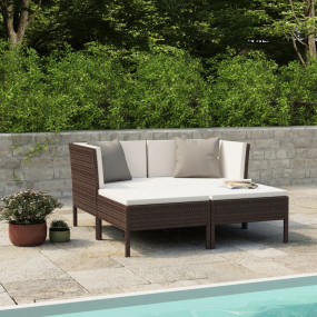 Garden Furniture Set Brown, Cream White