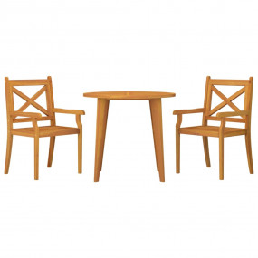 Garden Dining Set Natural wood Solid acacia wood Medium...