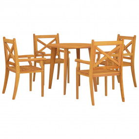 Garden Dining Set Natural wood Solid acacia wood Medium...