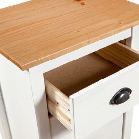 Sideboard White and Honey Brown Solid Pine Wood Compact...
