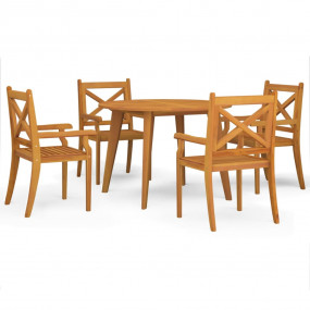 Garden Dining Set Natural Wood Solid acacia wood with a...