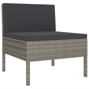 Garden Furniture Set Grey Poly Rattan, Powder-Coated St...