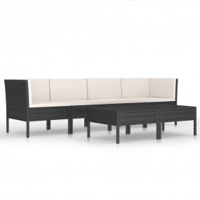 Garden Furniture Set Black PE rattan 27.2 in Seats Many