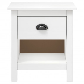 Bedside Cabinet Set of 2 White Solid pine wood Compact