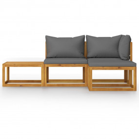 Garden Lounge Set Dark grey Solid Acacia wood with an o...