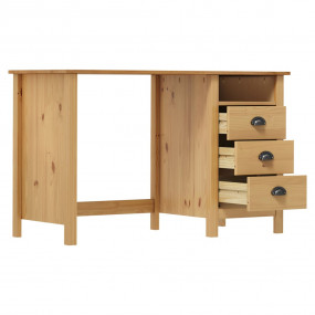 Desk Honey Brown Solid Pine Wood Medium Desk Rectangula...