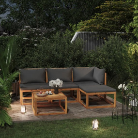 Garden Lounge Set Dark grey Solid Acacia wood Modular, ...
