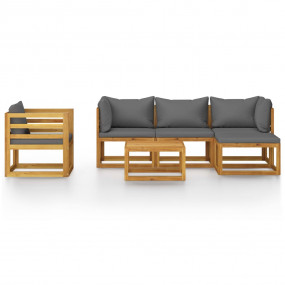 Garden Lounge Set Dark Gray Solid acacia wood Medium Mo...