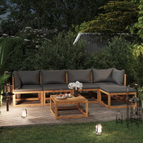 Garden Lounge Set Dark grey, Natural wood