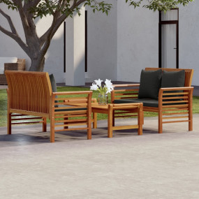 Garden Lounge Set Dark grey, Wood Solid acacia wood, 10...