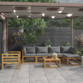 Outdoor Lounge Set Dark grey cushions