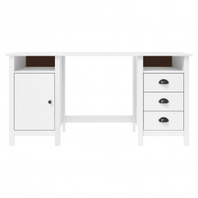 Desk White Solid Pine Wood Standard Desk Rectangular Ru...