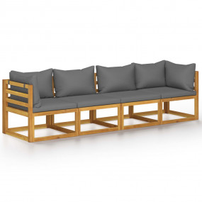 Garden Sofa Dark grey Solid acacia wood, 100% polyester...
