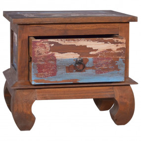 Bedside Cabinet Multicolor Reclaimed Teak Wood Standard