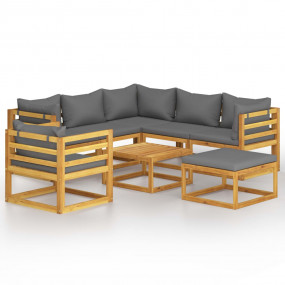 Garden Lounge Set Dark Grey Solid Acacia Wood Modular 8...