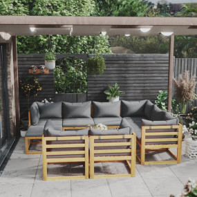 Garden Lounge Set Dark grey Solid acacia wood 10 Piece ...