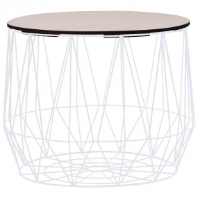 Coffee Table Set of 2 White Metal, plywood Medium Stora...