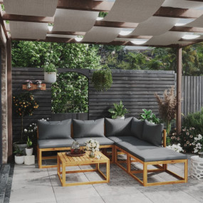 Garden Lounge Set Dark Grey, Acacia Wood Natural