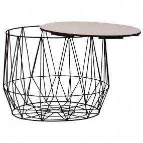 Coffee Table Set of 2 Black Metal, plywood Small Detach...