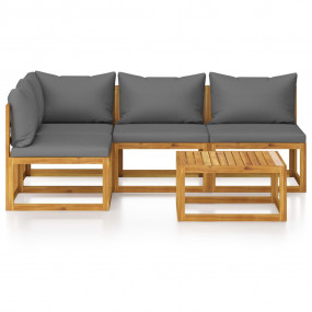 Garden Lounge Set Acacia wood and dark grey