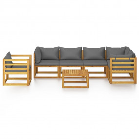 Garden Lounge Set Dark Gray, Brown Solid Acacia wood, 1...