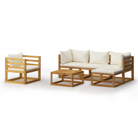 Garden Lounge Set Cream Solid acacia wood Standard Modu...