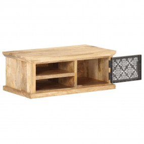 Coffee Table Natural Mango Wood and Black Solid Mango W...