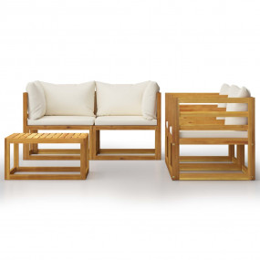 Garden Lounge Set Cream, Wood finish