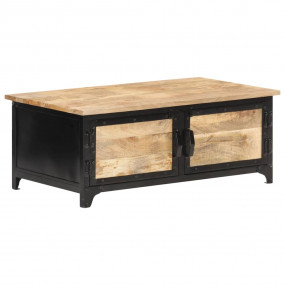 Coffee Table Black and Brown Solid Mango Wood Medium Re...