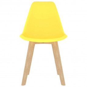 Dining Chair Set of 4 Yellow Polypropylene, Beechwood S...