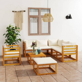 Garden Lounge Set Cream wood Solid acacia wood with an ...