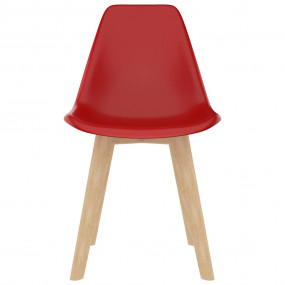 Dining Chair Set of 6 Red Polypropylene and Beech Wood ...