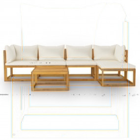 Garden Lounge Set Cream, Brown Solid acacia wood, 100% ...