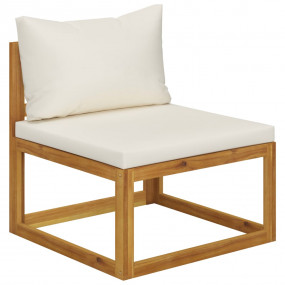 Garden Lounge Set Cream and Natural Wood