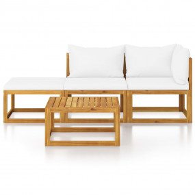 Garden Lounge Set Cream cushions, natural wood