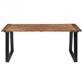 Dining Table Brown and Black Solid acacia wood 70.9 x 3...