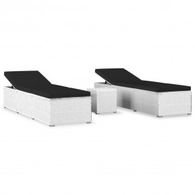Sun Lounger White and Black