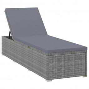 Sun Lounger Gray PE rattan Standard Adjustable Armrests