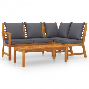Garden Lounge Set Dark grey, Wood Solid Acacia wood, Po...