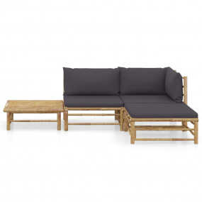 Garden Lounge Set Dark Grey Bamboo Medium Modular