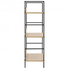 Shelf Cabinet Oak and Black Engineered Wood and Steel M...